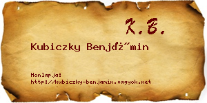 Kubiczky Benjámin névjegykártya